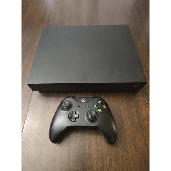 Microsoft Xbox One X Console Black 1TB w/ Controller + Cords + 1 Game TESTED